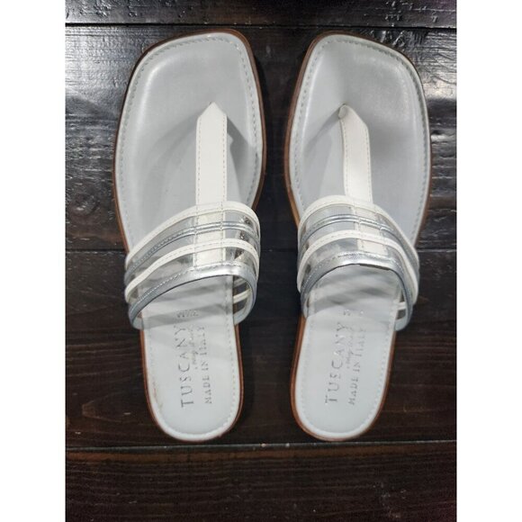 Tuscany by Easy Street White Antea Square Toe Thong Sandals/Sz. 7.5M NWOB - Picture 7 of 9